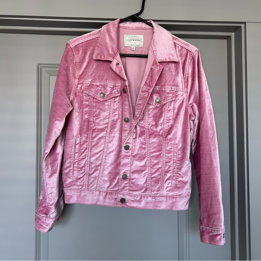 Lucky Brand Pink Velvet Trucker Jacket